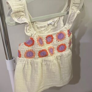 Cream Tank Top with Crochet Details